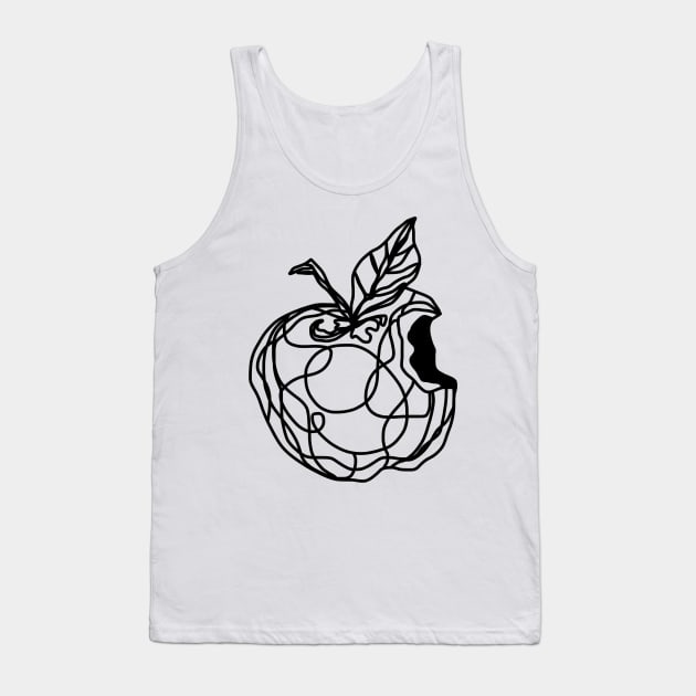 Abstract Apple Forbidden Fruit Bite Line Art Tank Top by faiiryliite